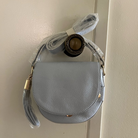 MILLY NEW Leather Astor Small Crossbody Bag in Light Blue/Gray - Picture 4 of 8